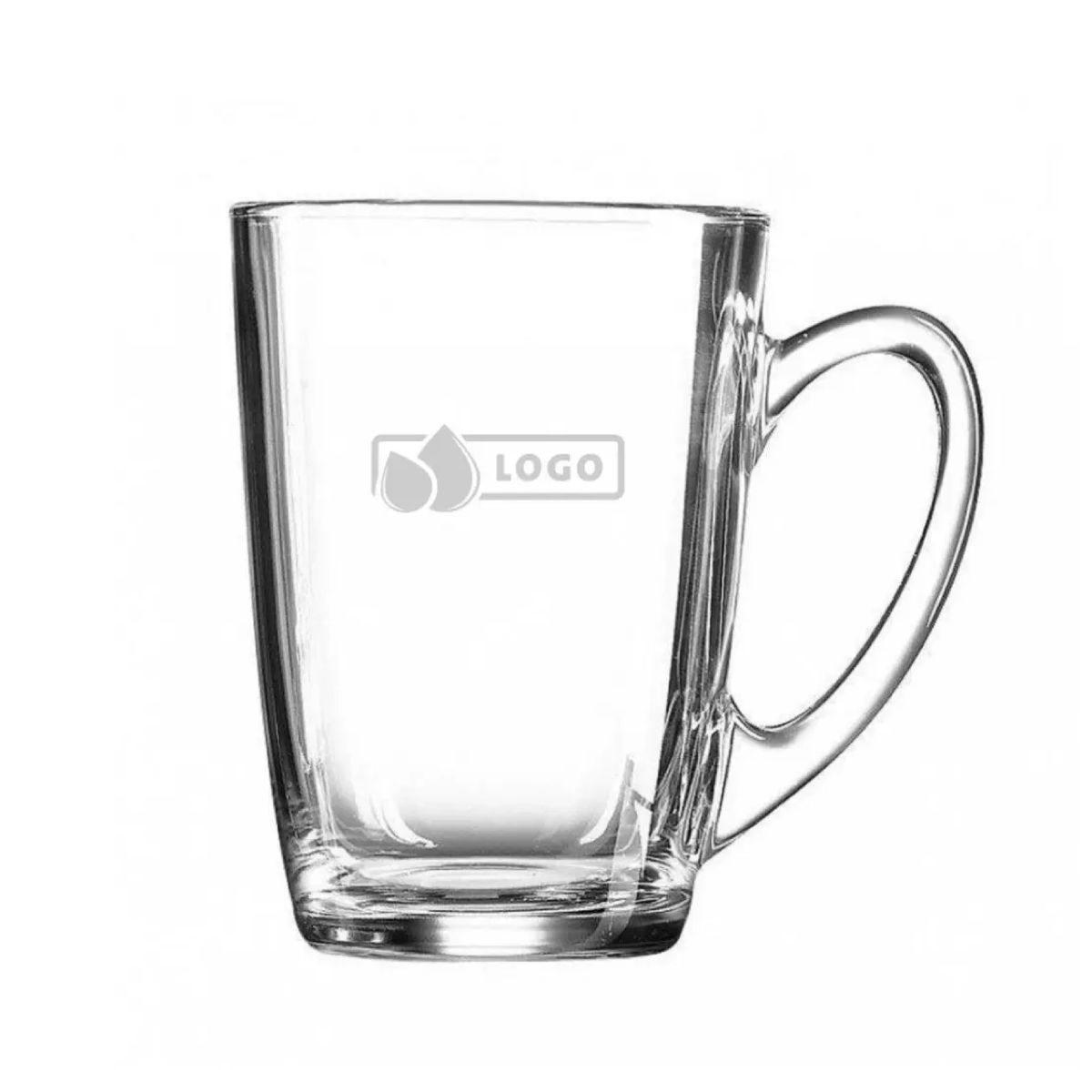 Engraved logo on front of tea glass New Morning High 32 cl. delicately applied in the glass.