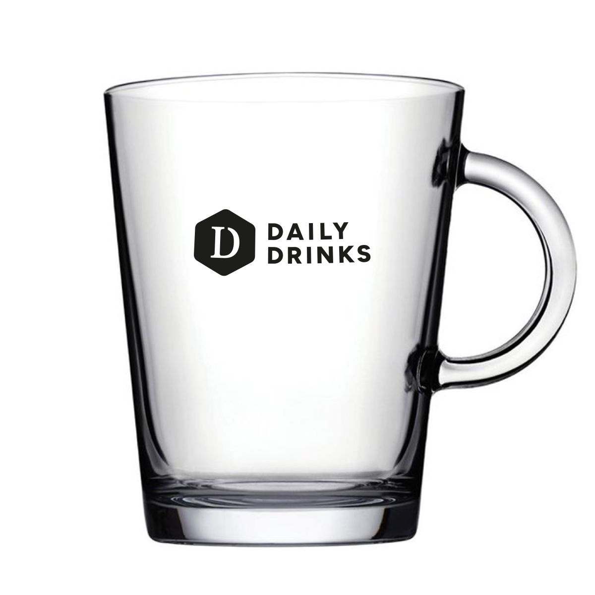 Tea glass Tribeca 40 cl. printed with one-coloured DailyDrinks logo centred on the front.