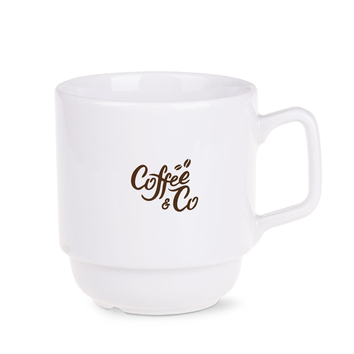 Infographic shows dimensions of the Torino mug 28 cl. porcelain in centimetres.
