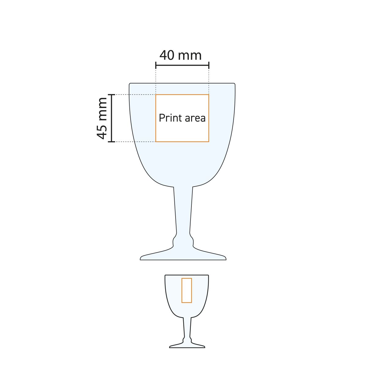 Technical drawing of the 25 cl Trappist Glass measuring glass with markings indicating the pressure range