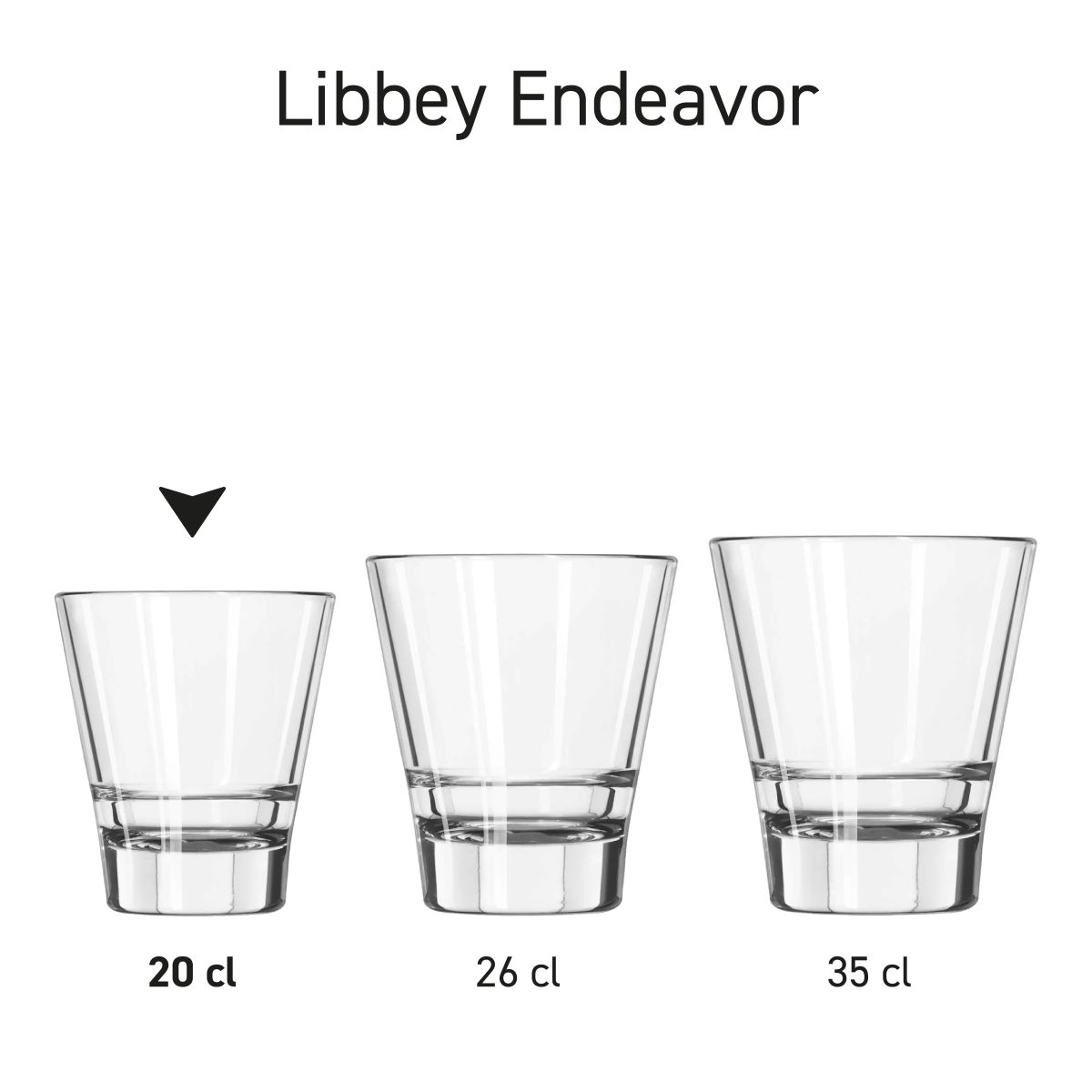 Series view of several Libbey Endeavor glasses with different placements and angles.