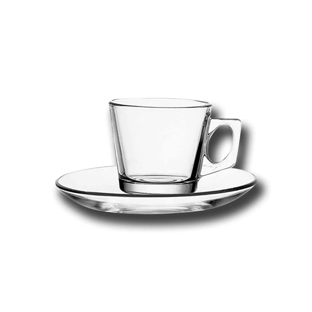 Vela 8 cl kop en schotel set transparant glas met vooraanzicht zonder bedrukking