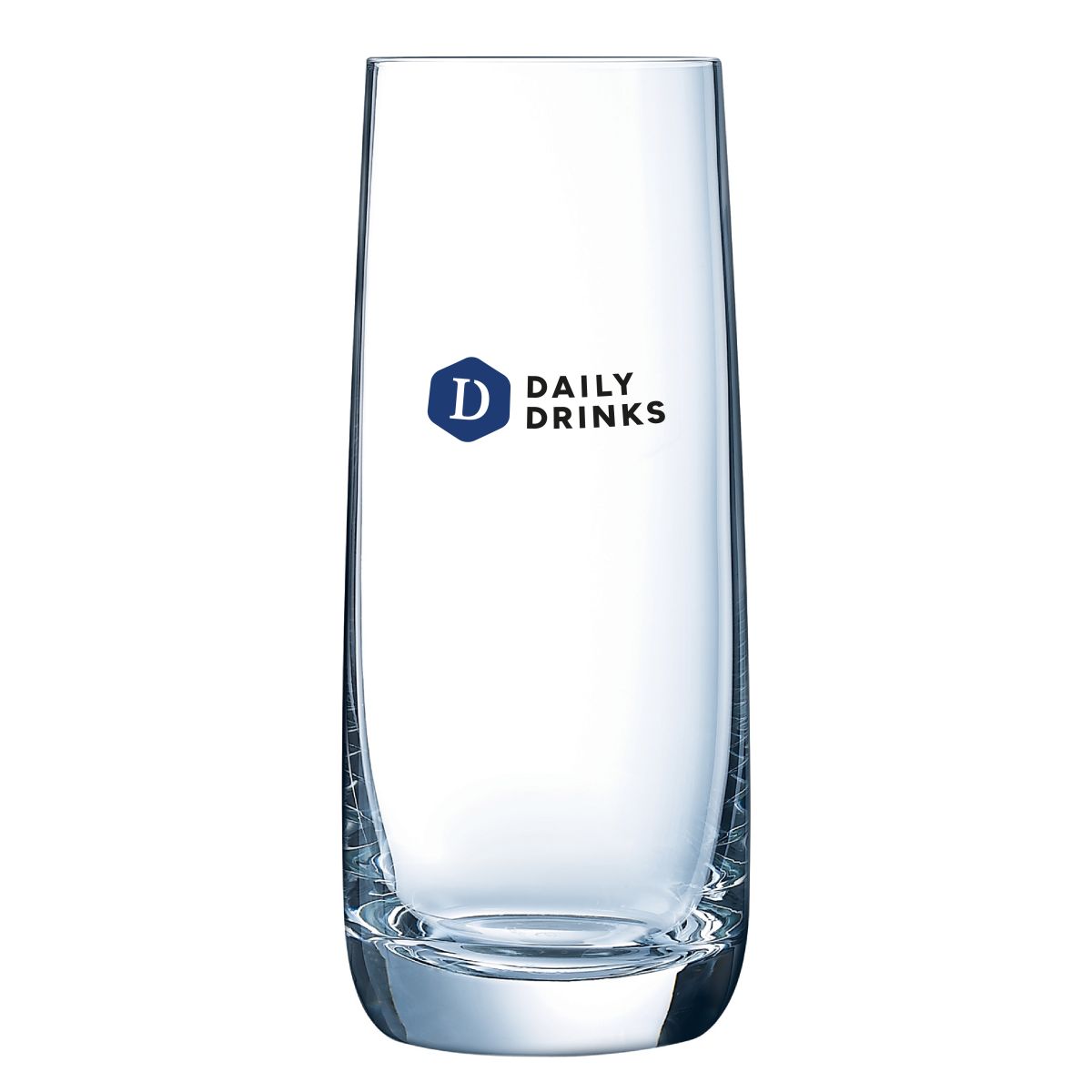 Vigne glass 45 cl with colourful DailyDrinks logo in multiple colours on the front.