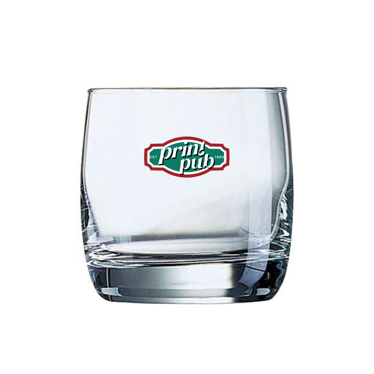 Bedrukking in meerdere kleuren van het PrintPub-logo op de voorzijde van het Vigne tumblerglas 20 cl.
