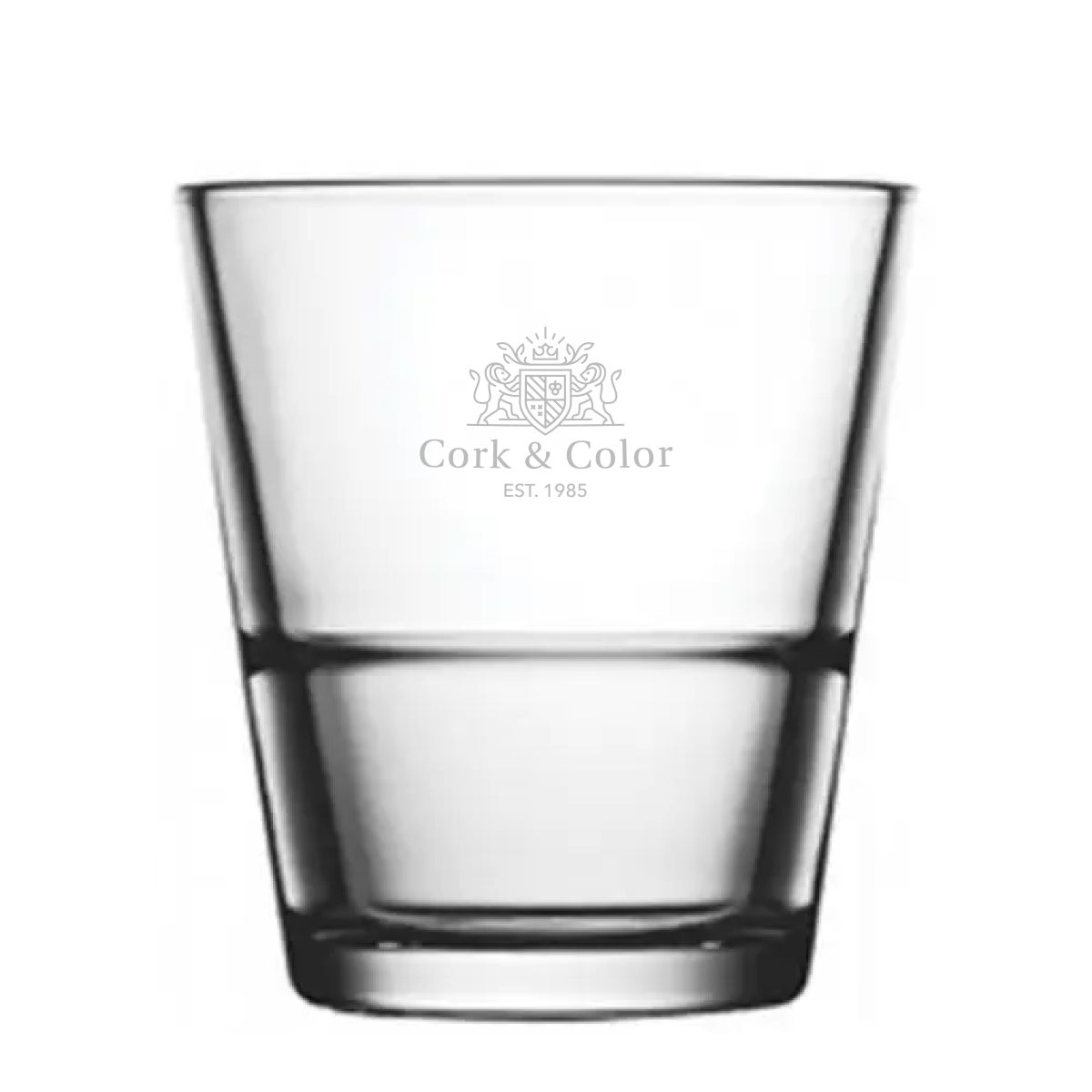 Engraving of CorkColor logo on the front of the Whisky stack Grande S 41 cl.