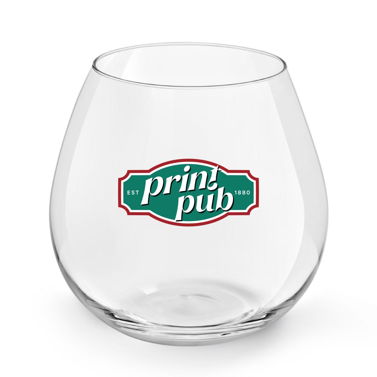 Wine glass Ronda 47 cl with multicoloured PrintPub logo on the front face of the chalice.