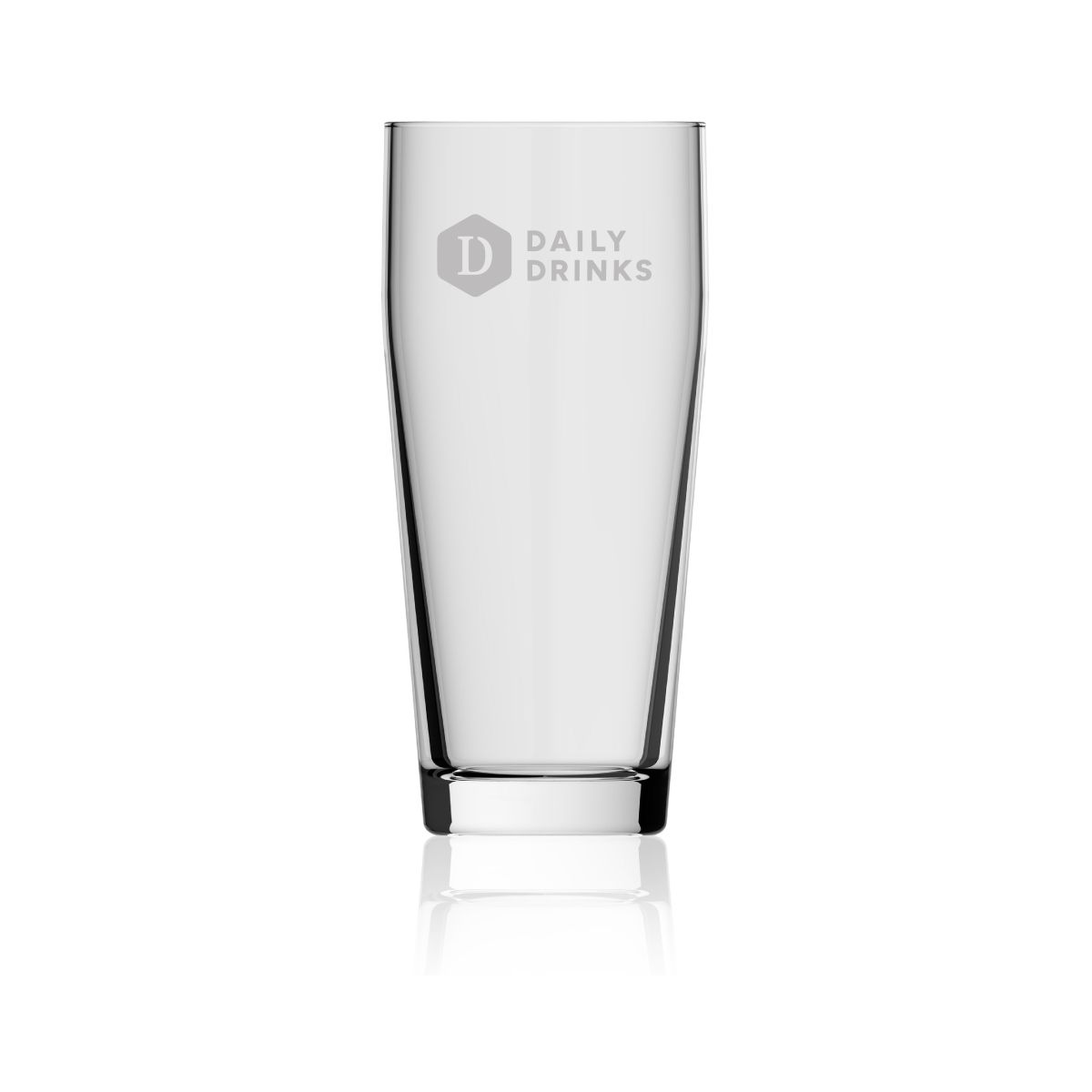 Willibecher 38 cl. made of clear glass with the DailyDrinks logo engraved on the front