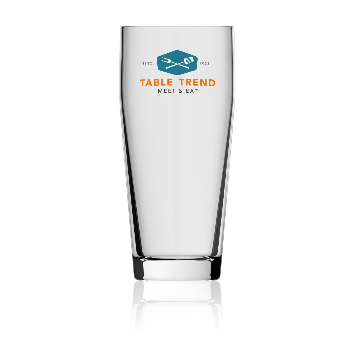 Willibecher 48 cl glass with a multicoloured TableTrend logo on the front