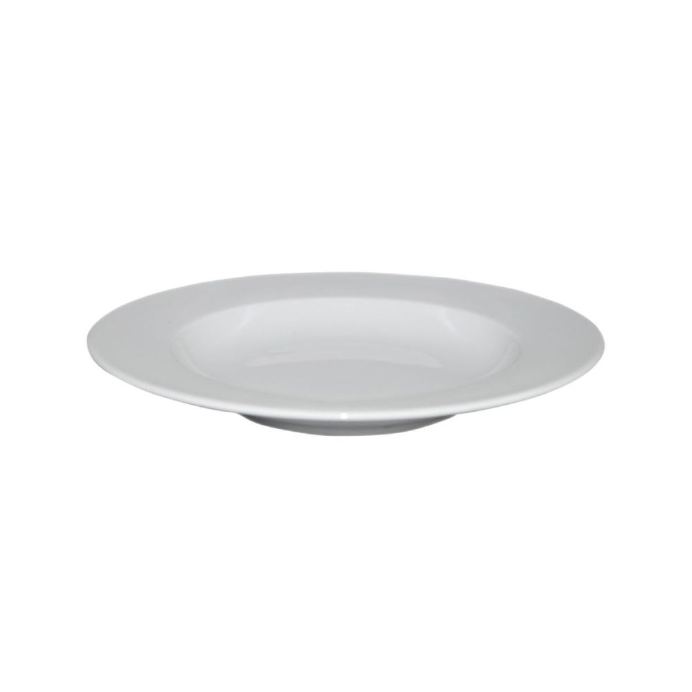 Bord Diep brede rand wit 23 cm. bedrukken