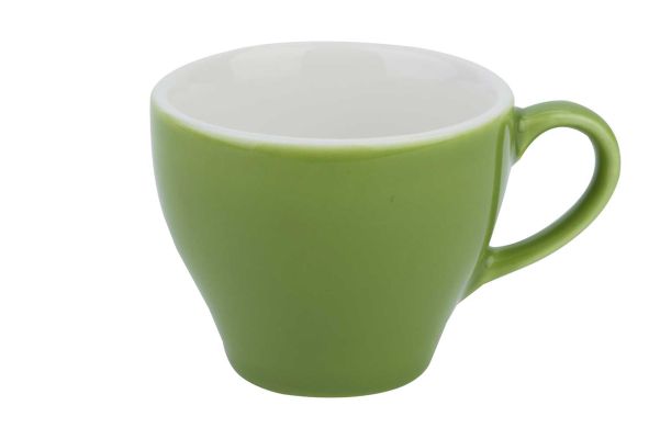 Bedrukken van een groene Barista koffiekop en schotel