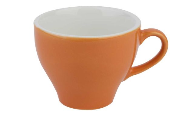 Oranje cappuccinokop Barista met bedrukoptie