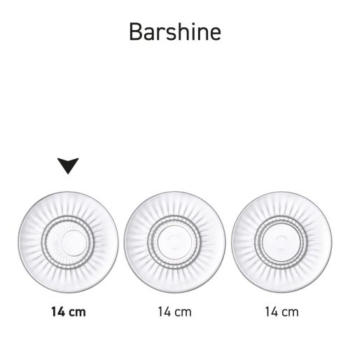 Series image of Barshine espresso saucers 14 cm in glass with different variants.
