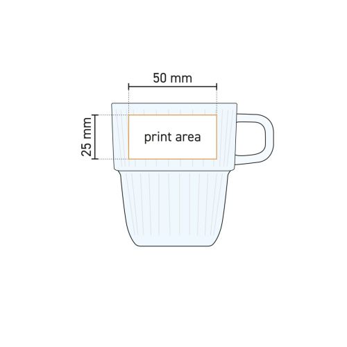 Technical working drawing of the pressure area on the Barshine Espresso Glass 8.9 cl. glass.