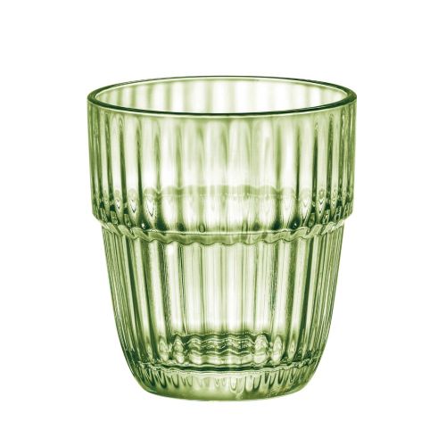 Barshine Tumbler glass 31 cl. in clear green glass, straight front view with symmetrical and smooth design.