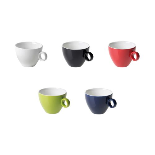 Overview of colour variations of Bart Cappuccino cup 23 cl. porcelain side by side in grid arrangement.