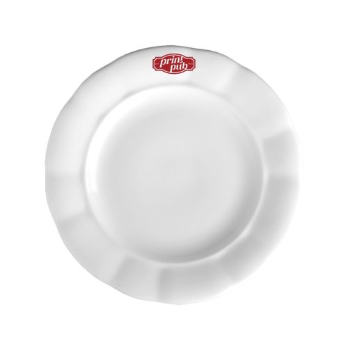 Bord Bernice 19 cm porselein met éénkleurig PrintPub-logo op het vooraanzicht.