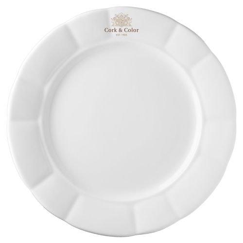 Bord Bernice 28 cm porselein met CorkColor-logo in meerdere kleuren op het vooraanzicht.