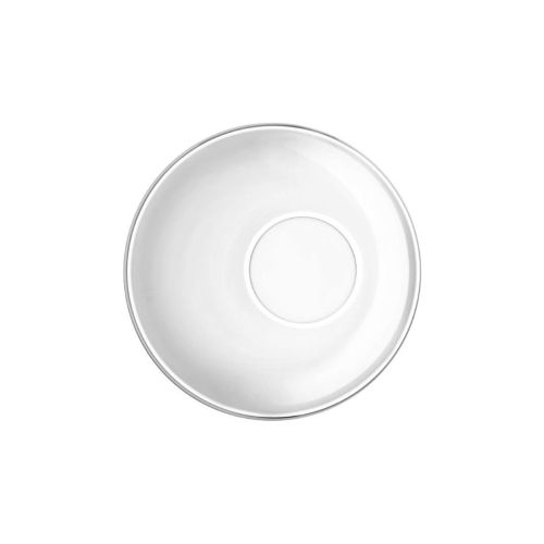 Transparante Easy Bar espresso schotel van 14 cm in glas met rond vooraanzicht en glad oppervlak.