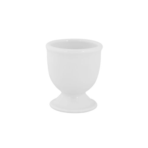 Eierdopje Essentials van porselein in vooraanzicht, wit servies voor het serveren van gekookte eieren.