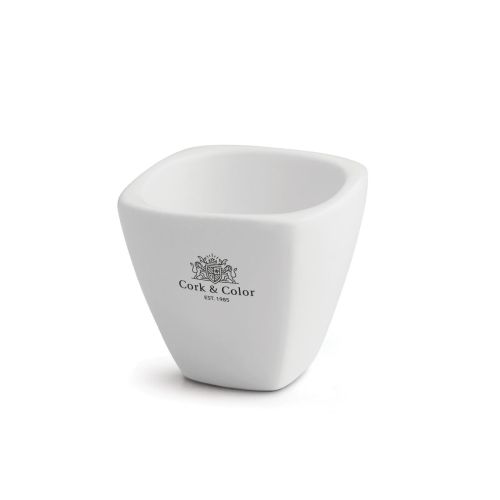 Squito porcelain egg cup with 1-colour CorkColor logo on the front view.