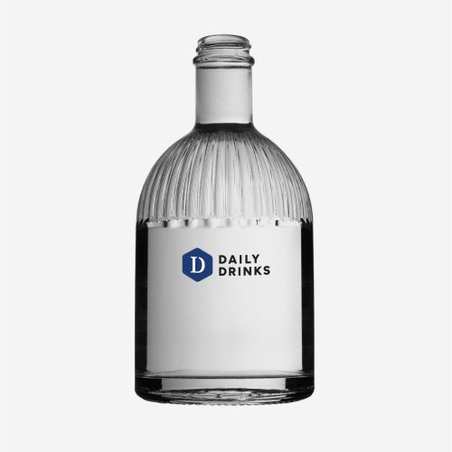 Glazen Florence fles 0,7 liter met DailyDrinks logo in meerdere kleuren, zichtbaar op het vooraanzicht.