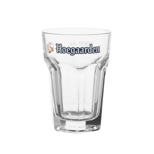 Hoegaarden bierglas van 25 cl in helder glas, getoond in vooraanzicht met brede kelk en stevige voet.