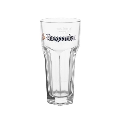 Hoegaarden longdrinkglas van 25 cl in helder glas, getoond in vooraanzicht met rechte vorm en stevige bodem.