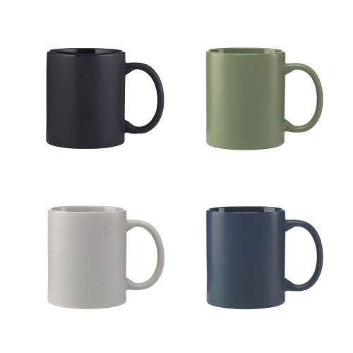 Overview of colour variants of Kitty mug matt 35 cl porcelain, shown in multiple matt shades.
