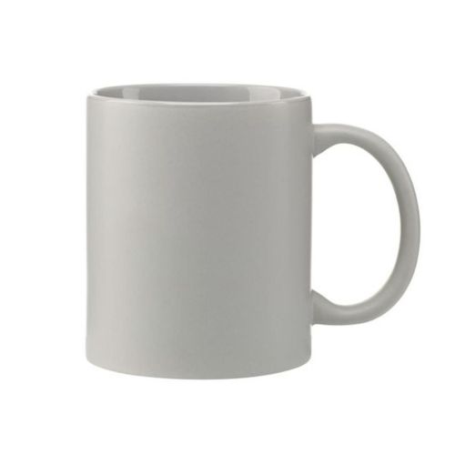 Front view of Kitty mug matt 35 cl. in grey porcelain with smooth matt surface and straight cylindrical shape.