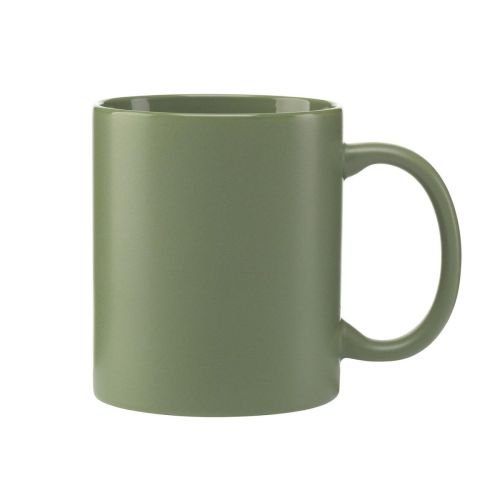 Front view of Kitty mug matt 35 cl. in green porcelain with smooth matt surface and straight cylindrical shape.