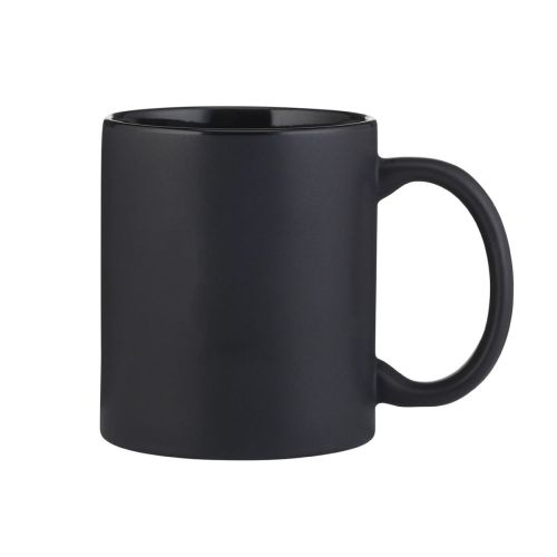Front view of Kitty mug matt 35 cl. in black porcelain with smooth matt surface and straight cylindrical shape.