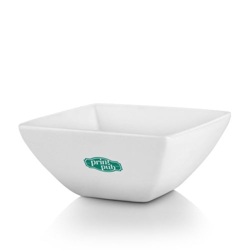 Bowl square Squito 23 cm of porcelain with 1-colour logo PrintPub on the front view.