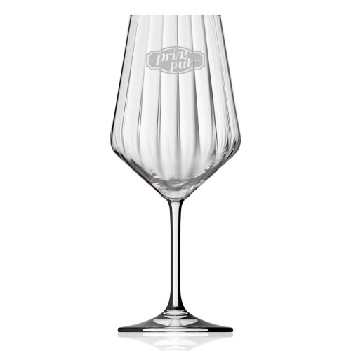 Melody lines wine glass 53 cl made of glass with subtly engraved PrintPub logo on the front of the glass chalice.