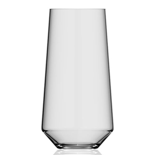 Melody tumbler 45 cl in clear glass, straight front view shows the smooth surface and straight glass shape.