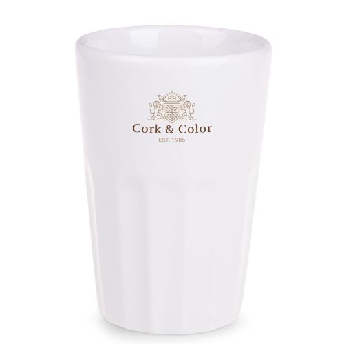 Noble beker 36 cl. porselein met meerkleurig CorkColor logo op vooraanzicht.
