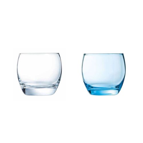 Overview of Salto Tumbler 32 cl glass colour variants with different glass finishes.