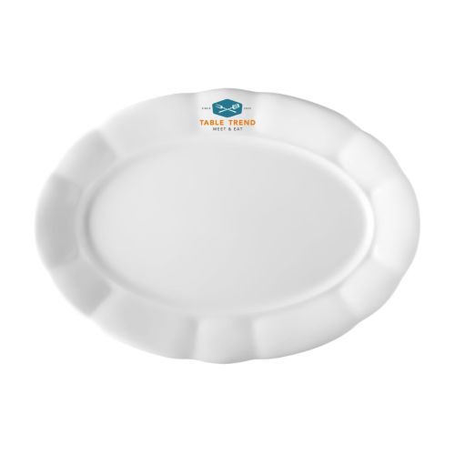 Schaal Bernice 32 cm porselein met TableTrend-logo in meerdere kleuren op voorzijde.