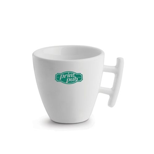 White Squito cup17 cl.  of porcelain with PrintPub logo in one colour on the front view.