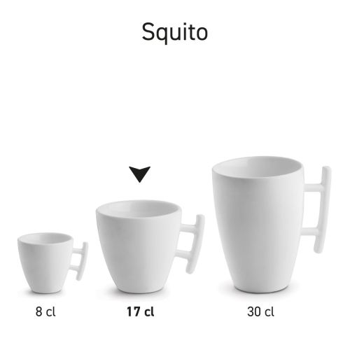 Series of Squito porcelain cups neatly arranged side by side.