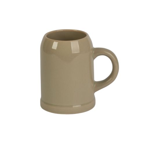 Vooraanzicht van stenen bierpul van aardewerk met inhoud 30 cl, robuuste bierpul met klassieke cilindervorm.