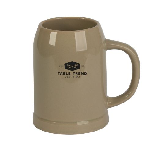 Stenen bierpul 50 cl. van aardewerk met TableTrend logo in één kleur op de voorzijde van de stevige bierpul.