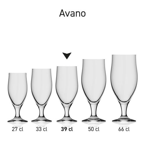 Bierglas Avano 39 cl. glas in serie, meerdere exemplaren naast elkaar getoond