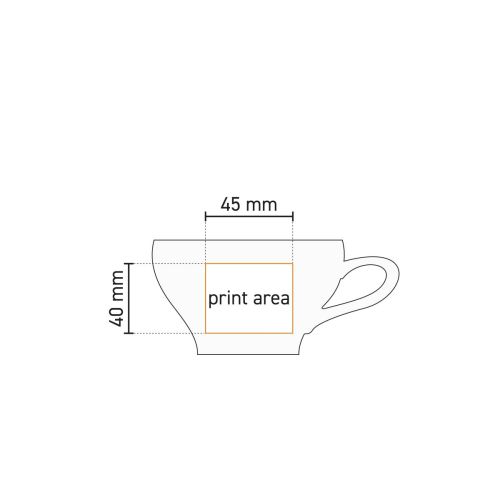 Werktekening met drukgebied voor porseleinen Barista Koffie Verkeerd kop 30 cl. Werktekening met drukgebied voor porseleinen Barista Koffie Verkeerd kop 30 cl.