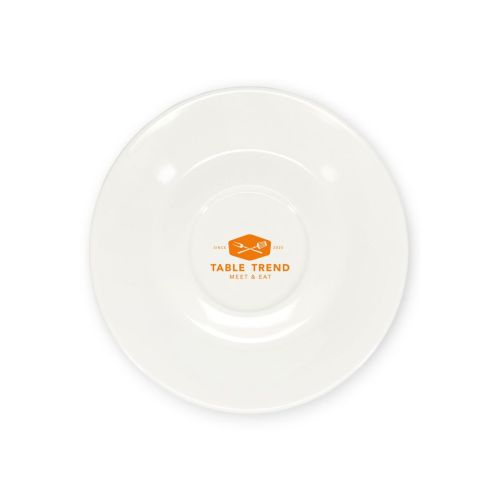 Porseleinen schotel van 15,5 cm bedrukt met enkelkleurig TableTrend-logo op het middenvlak.