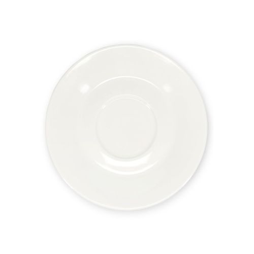 Baristo Koffie Cappuccino Schotel van 15,5 cm in wit porselein, getoond in vooraanzicht.