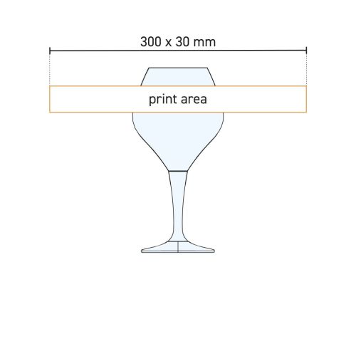 Technische werktekening met drukgebied voor logo op het Amoron bierglas 56 cl in glas. Technische werktekening met drukgebied voor logo op het Amoron bierglas 56 cl in glas.