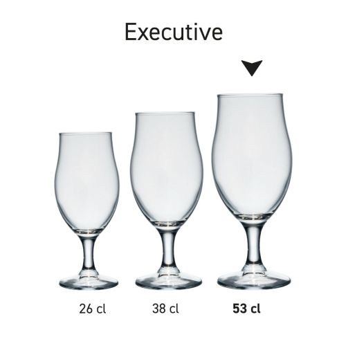 Executive 53 cl beer glass, shown in a series, with several examples displayed side by side