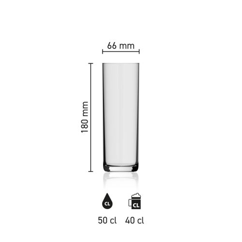 Dimensions of the Beer Glass Kölsch 50 cl. showing height, diameter and capacity in an infographic
