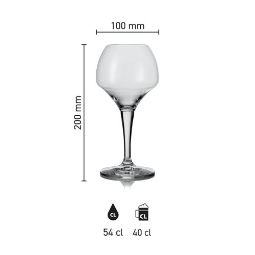 Infographic showing dimensions of beer glass Norbert 54 cl, including height, width and capacity.