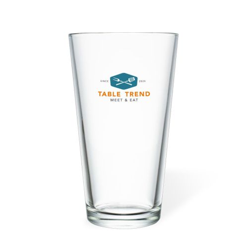 Logo of TableTrend in multiple colours on the front of theBeer Pint glass 34 cl.